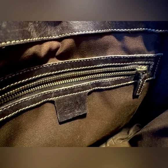 Gucci Tote GG Supreme Canvas Tote Vintage Small Monogram Brown Leather Trim COA - Picture 8 of 11